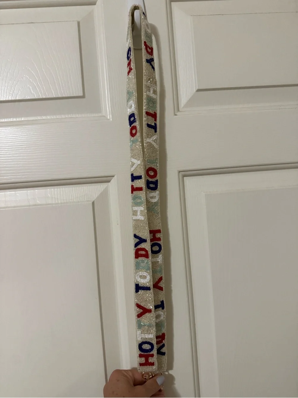 Moyna Beaded Strap with 'Hotty Toddy’ Beaded Design - Cream